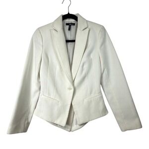 She Said White Textured One Button‎ Blazer Jacket Size 4